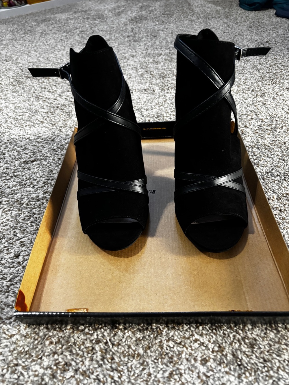 NWOT Christian Soriano Black Suede Crisscross Peep-Toe Ankle Booties 9.5W